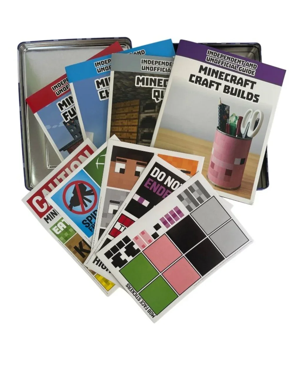 Minecraft Mineworld  Building Handbooks 5 Sticker Sheets Original Collector Tin